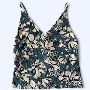 Banana Republic Womens Blue White Floral Summer Cute V-Neck Tank Top XXS Petite